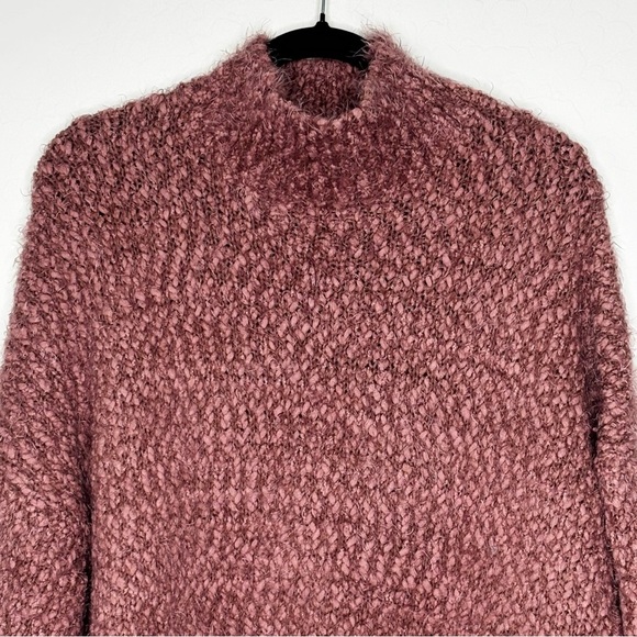 Dreamers Burgundy Mauve Eyelash Sweater Size M/L With Mock Neckline - Picture 2 of 9